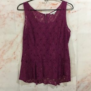 EUC Cabi Sleeveless Purple Lace Top Sz. M